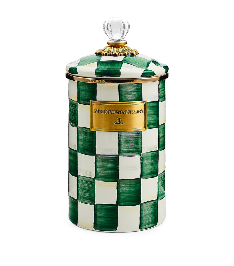 MacKenzie-Childs Emerald Check large canister 25cm, imported from the UK