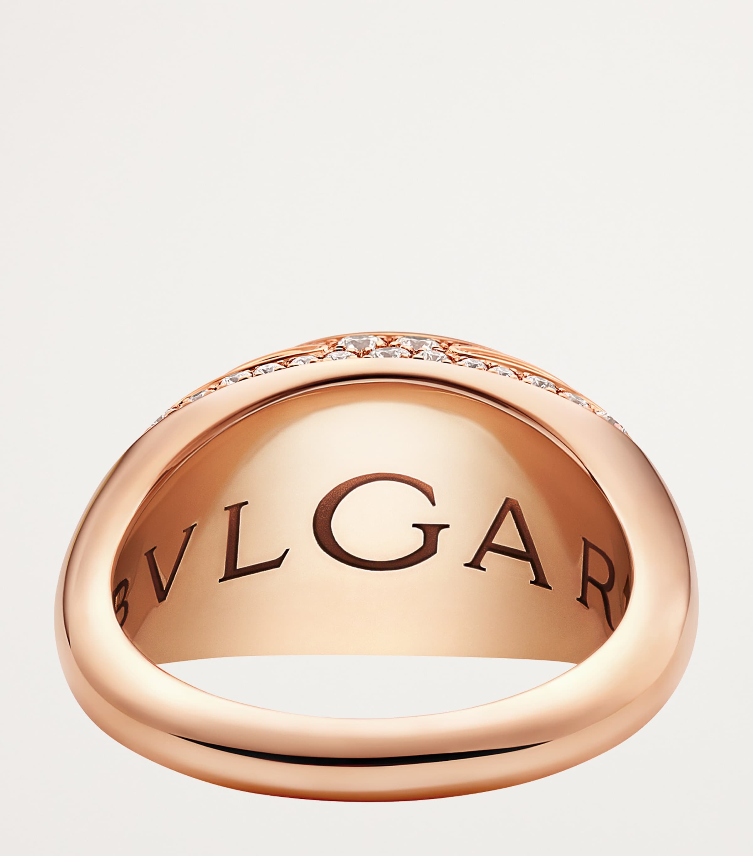 Bvlgari Cabochon ring 18kt rose gold with pavé diamonds, UK version