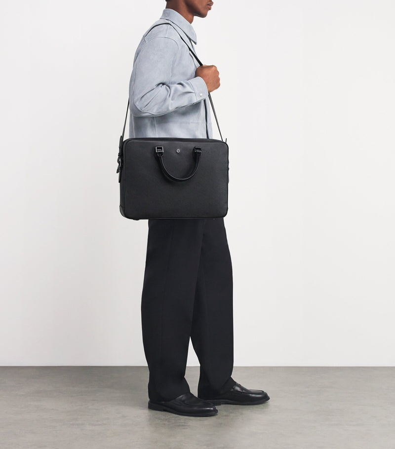 Saffiano Leather Briefcase with Compartmentalised Interior 30x40x7cm