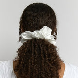 Silver Cloud oversized satin scrunchie Santorini White, imported from the UK