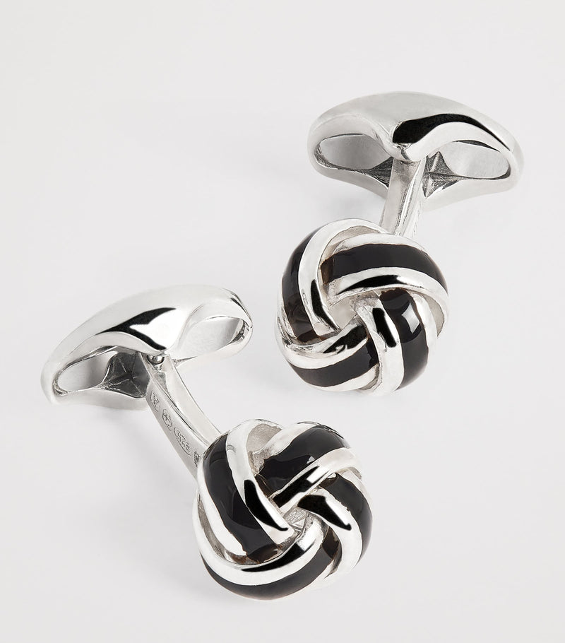 Deakin & Francis sterling silver and enamel knot cufflinks - British product