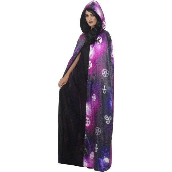 Smiffys deluxe reversible galaxy ouija cape black purple - British product