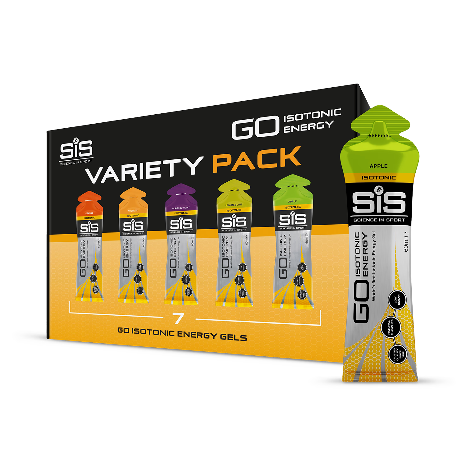 SiS GO Isotonic Energy Gel variety pack 7x60ml, imported from the UK