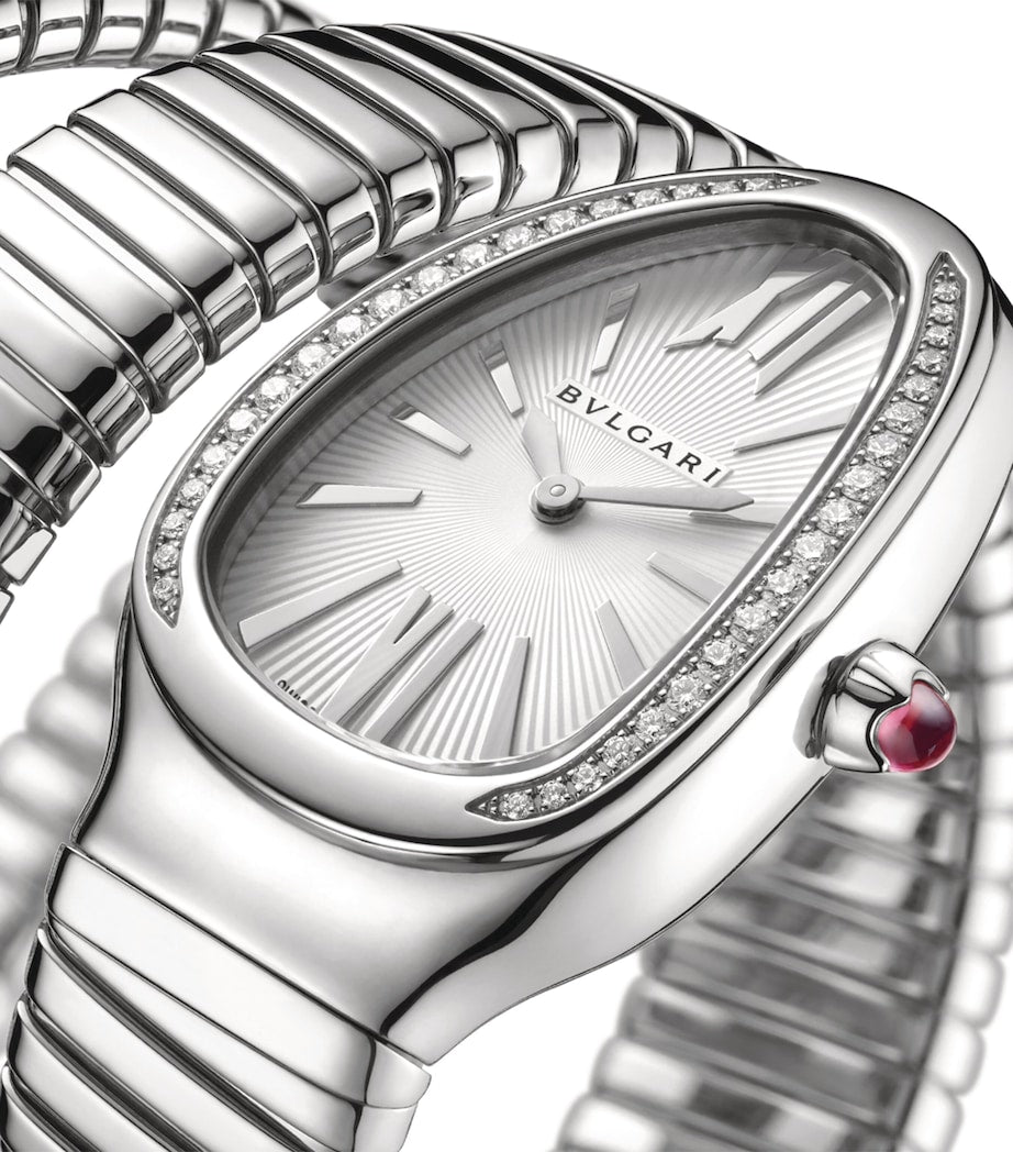 Bvlgari stainless steel Serpenti Tubogas diamond watch 35mm, imported from the UK