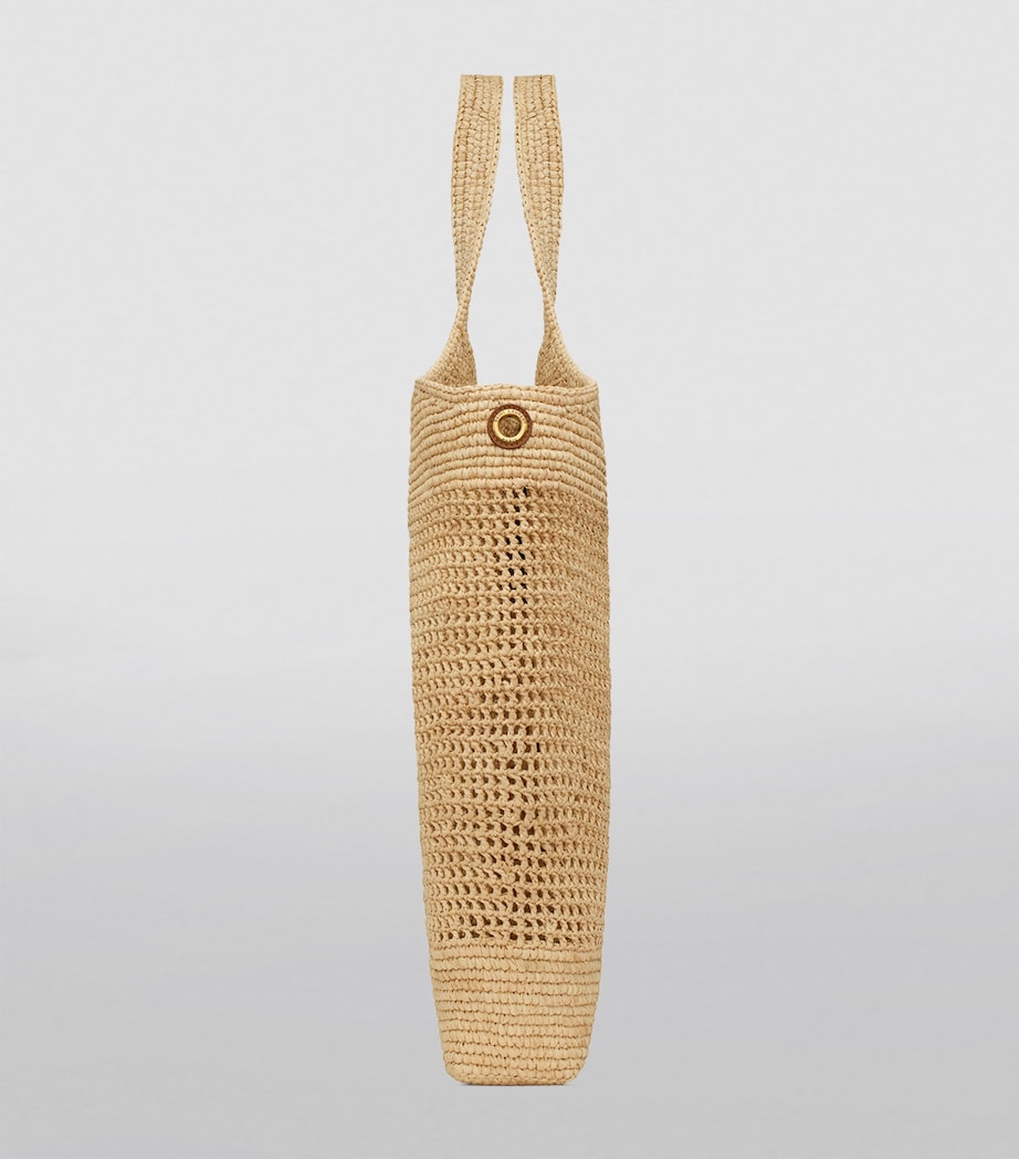 Saint Laurent Icare tote bag woven raffia gold-tone YSL emblem (British brand)