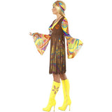 Smiffys 1960s Groovy Lady costume brown dress waistcoat headband, UK version
