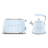 Smeg WKF01, TSF03 Stovetop Kettle and 4 Slice Toaster in Pale Blue