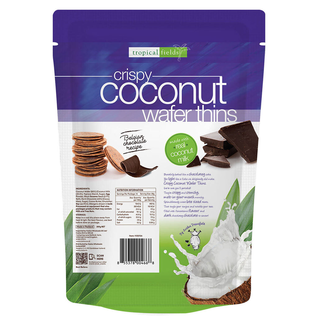 Tropical Fields Coconut Wafer Thins with Dark Chocolate, 397g