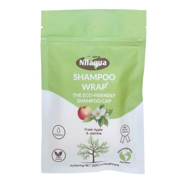 Nilaqua biodegradable shampoo wrap apple jasmine, imported from the UK