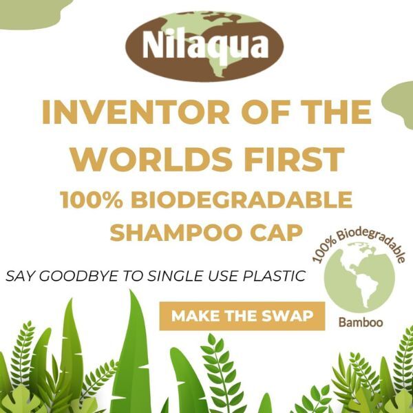 Nilaqua biodegradable shampoo wrap apple jasmine, imported from the UK