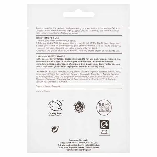 Superdrug Coconut Hand Mask Treatment (British brand)