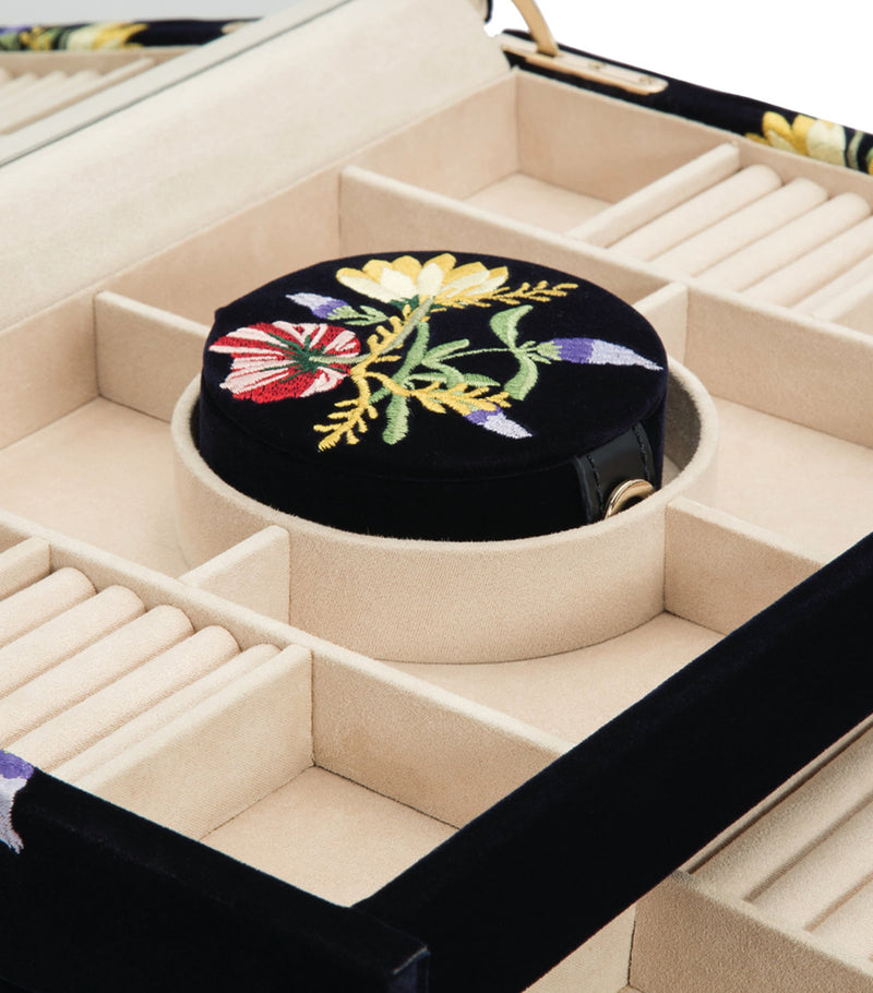 WOLF Large Zoe jewellery box in mink velvet with compartments, UK version