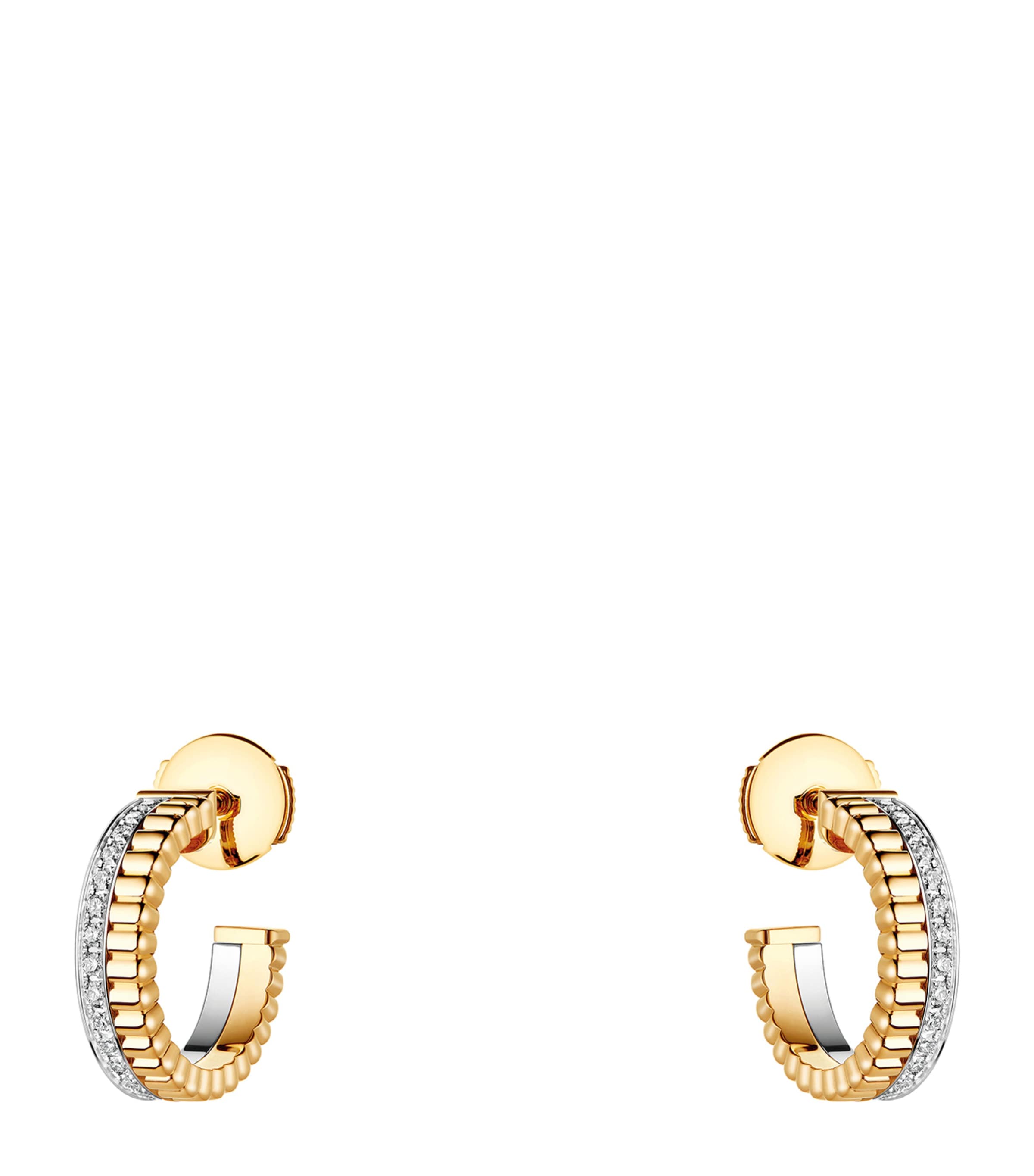 Mixed Gold and Diamond Quatre Hoop Earrings