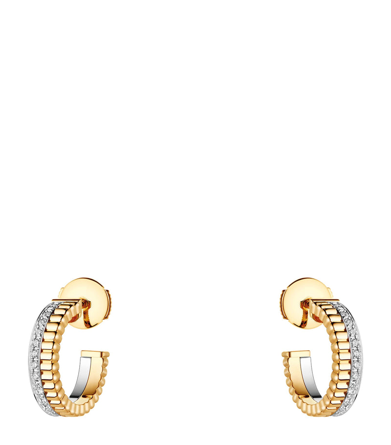 Mixed Gold and Diamond Quatre Hoop Earrings