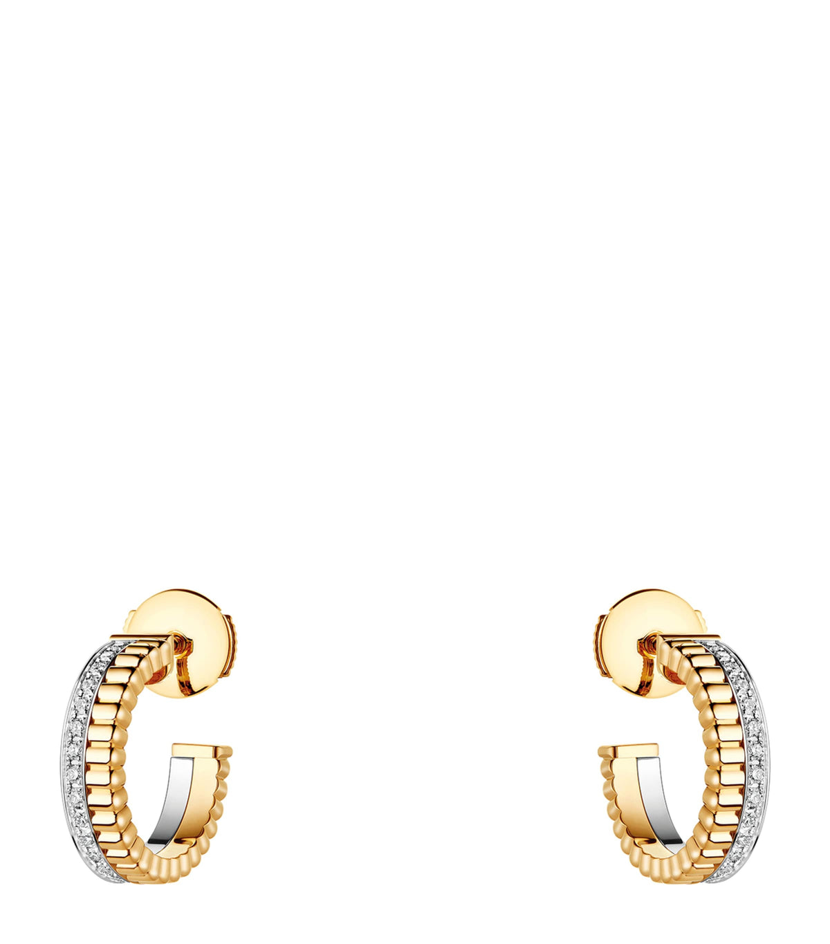 Mixed Gold and Diamond Quatre Hoop Earrings