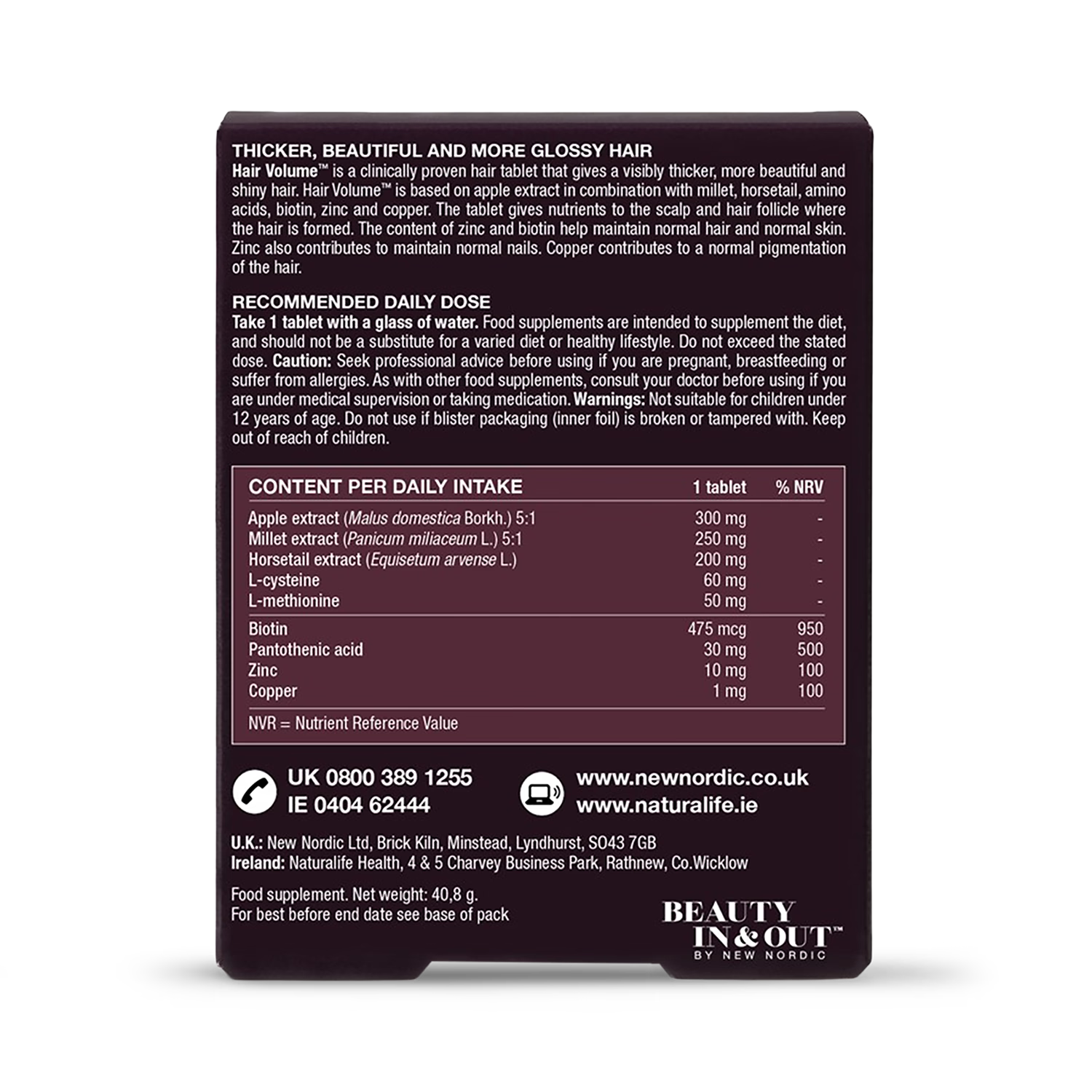 New Nordic Hair Volume 30 Tablets, imported from the UK