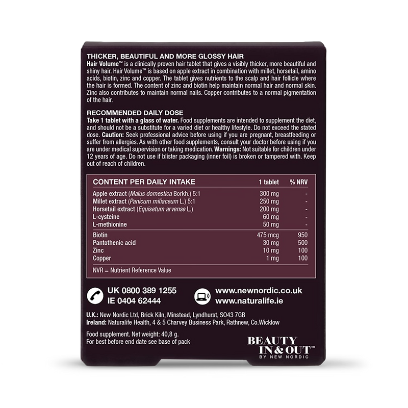 New Nordic Hair Volume 30 Tablets, imported from the UK