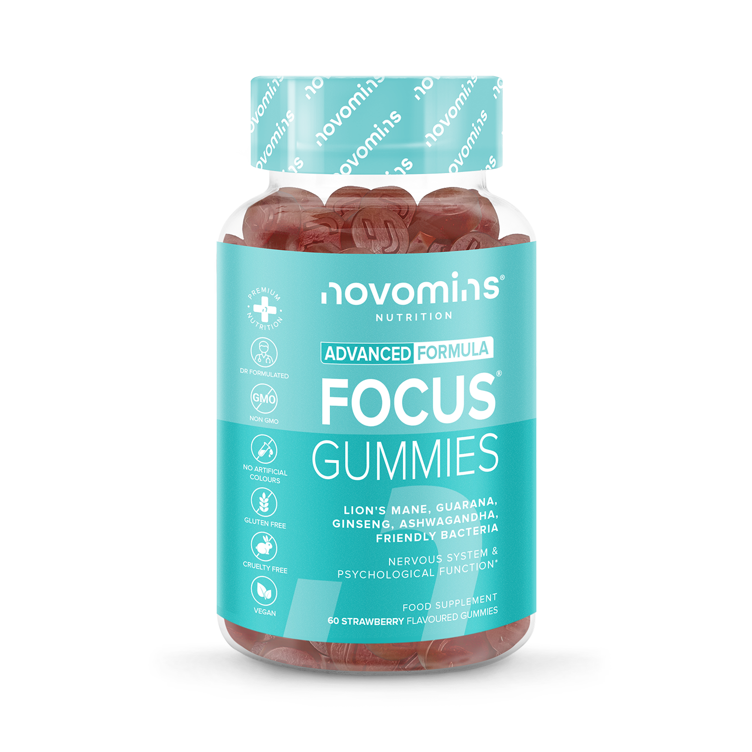 Novomins Focus Strawberry Flavoured 60 Gummies - 998349