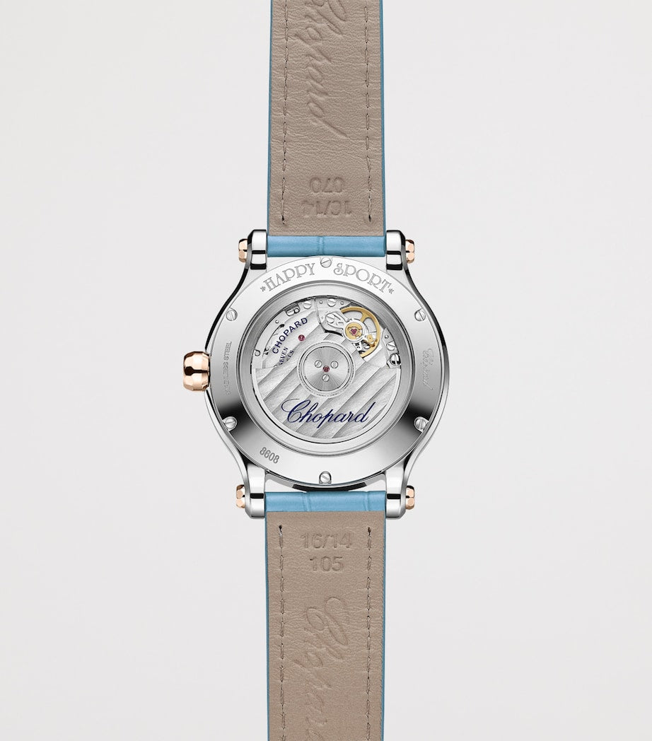 Chopard Happy Sport watch 33mm rose gold steel diamond (British brand)