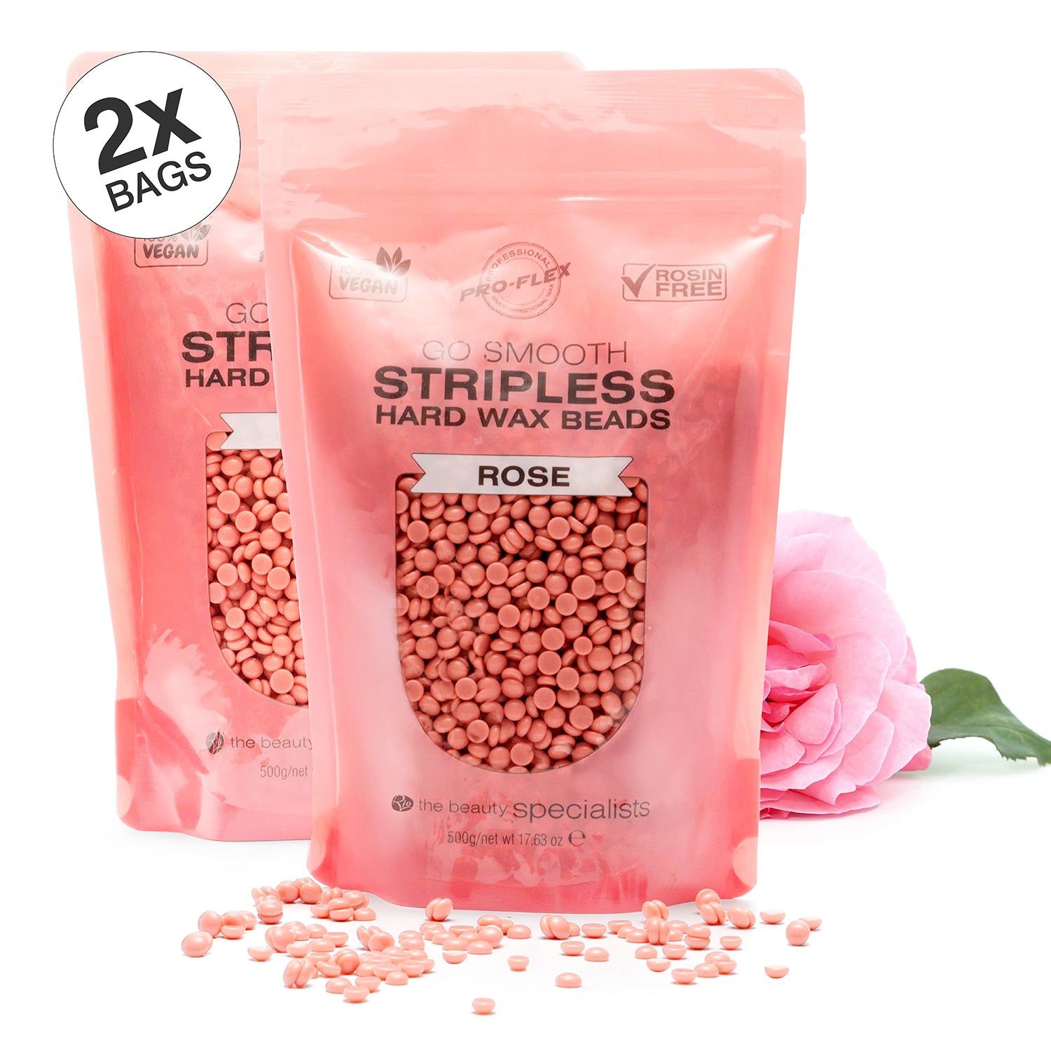 Rio Go Smooth hard wax beads rose 500g 2 pack, UK version