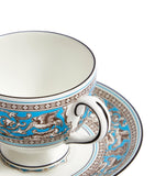 Wedgwood Florentine Turquoise teacup and saucer (British brand)