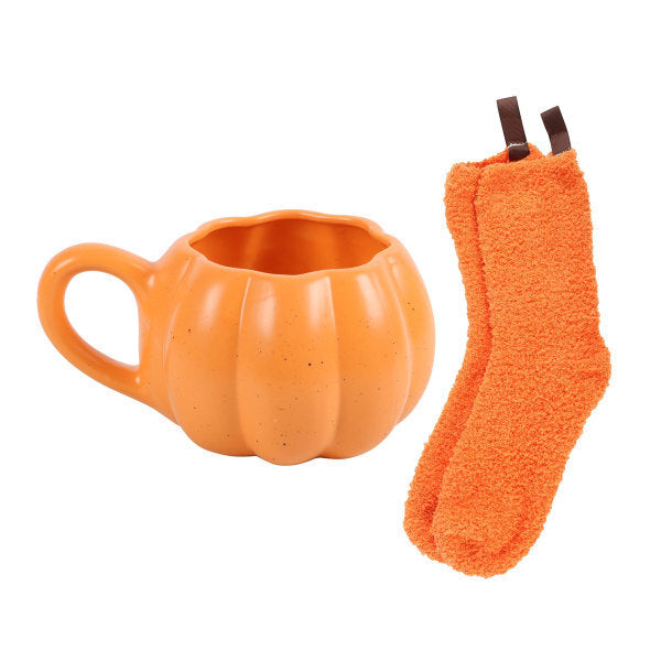 Something Different novelty pumpkin mug and sock set, imported from the UK