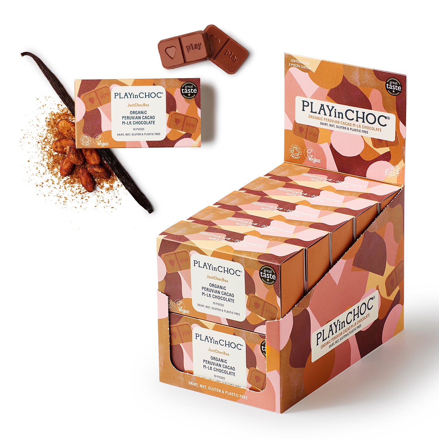 PLAYin CHOC JustChoc Box organic chocolate 1kg (British brand)
