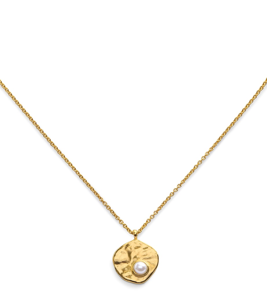 Monica Vinader gold vermeil pearl Capri disc necklace, UK version
