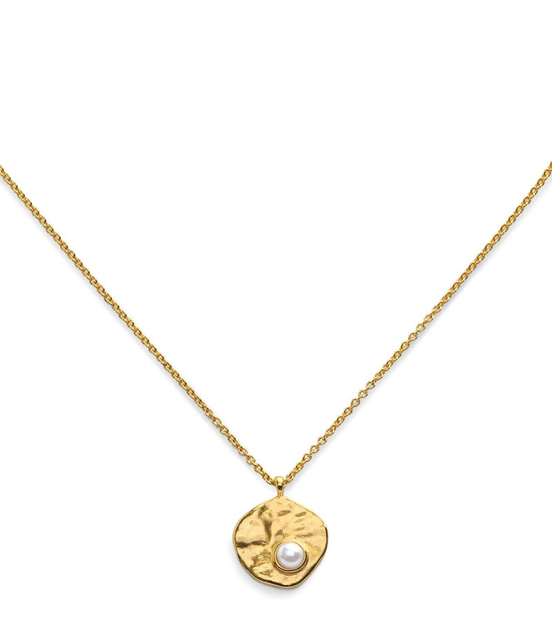 Monica Vinader gold vermeil pearl Capri disc necklace, UK version