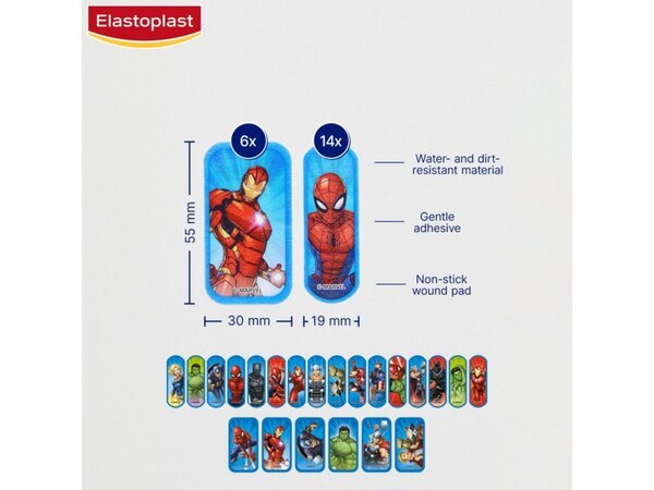 Elastoplast Marvel Avengers Painless Kids, 20 Plasters GOODS Superdrug   