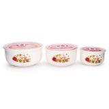 Lucky cat ceramic bowl set with lids, 3 pieces (British brand)