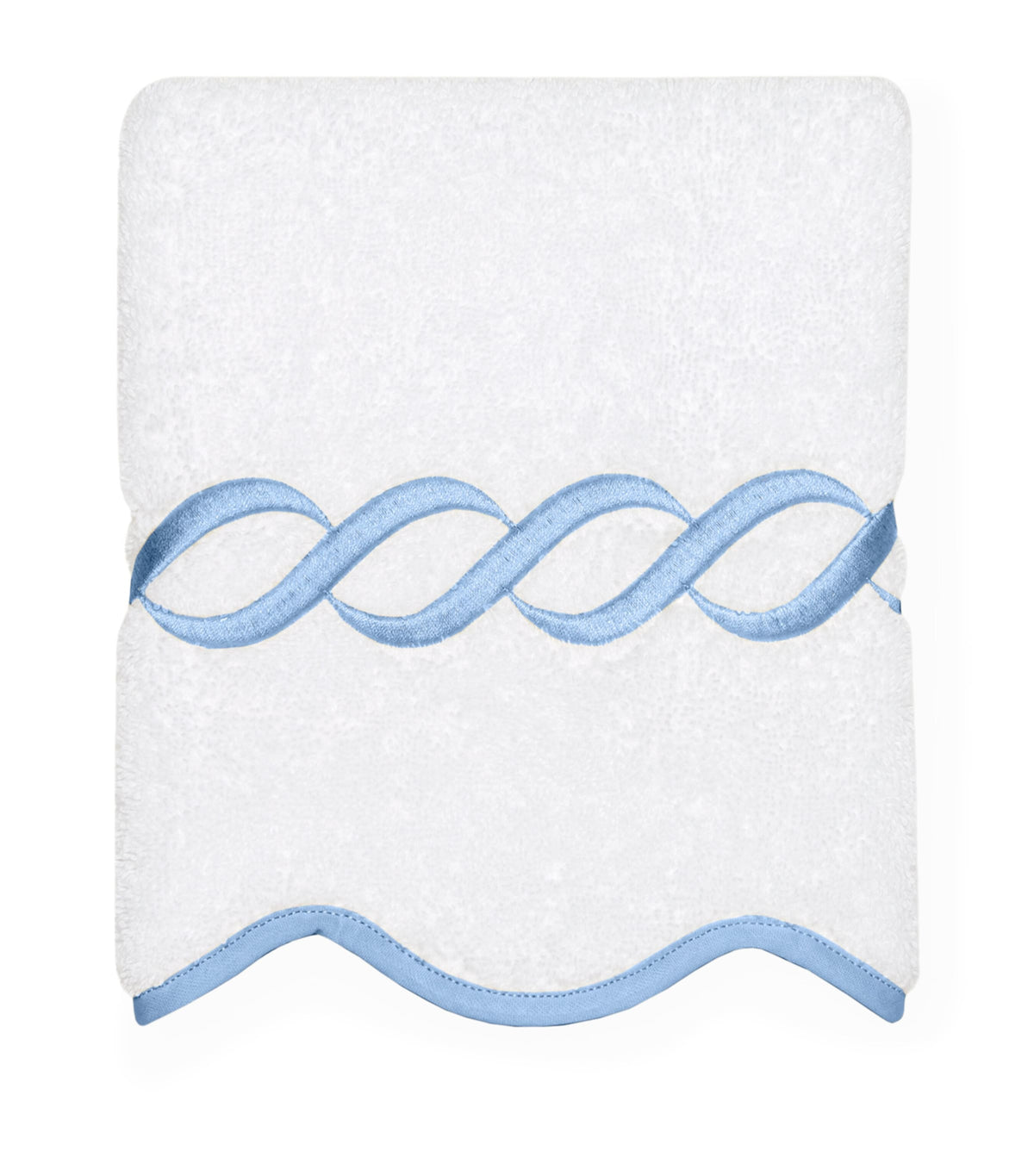 Pratesi cotton face cloth with embroidered design, 30cm x 30cm, imported from the UK