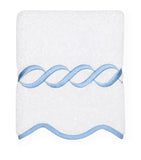 Pratesi cotton face cloth with embroidered design, 30cm x 30cm, imported from the UK