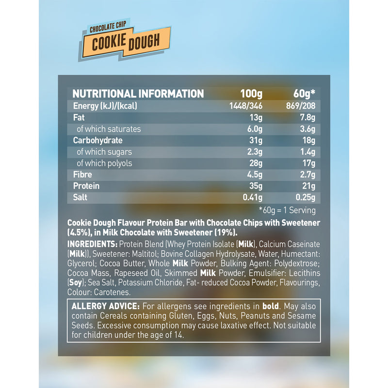 Grenade Cookie Dough Protein Bar 60g (British brand)