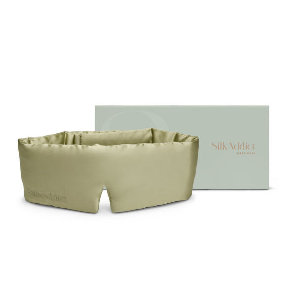 Silk Addict mulberry silk sleep mask olive green - British product