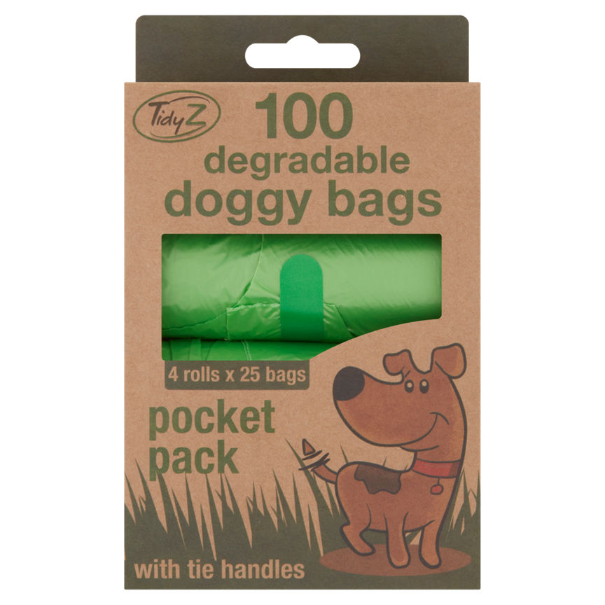 TidyZ 100 Degradable Doggy Bags 4 Rolls x 25 Bags