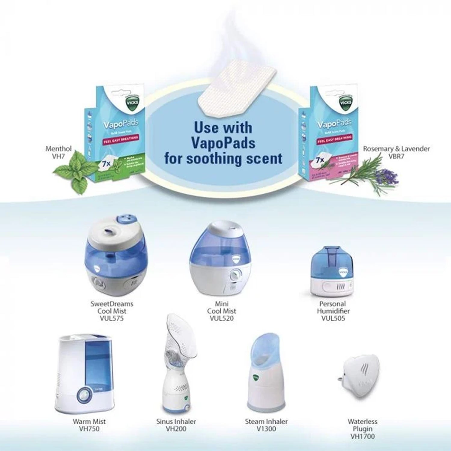 Vicks Vapo pads scented menthol 7 pack, UK version