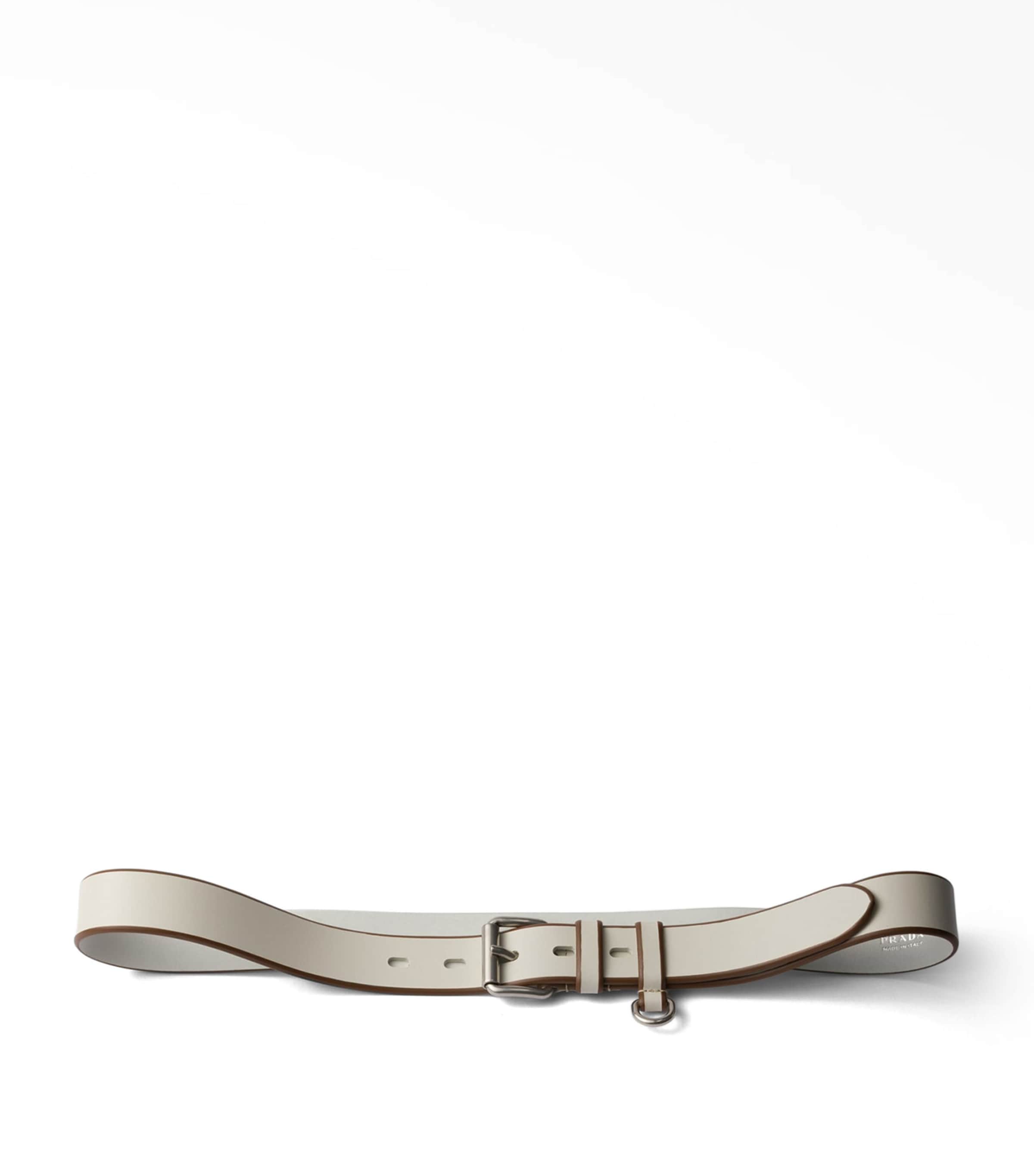 Prada leather two-tone belt in calfskin, imported from the UK