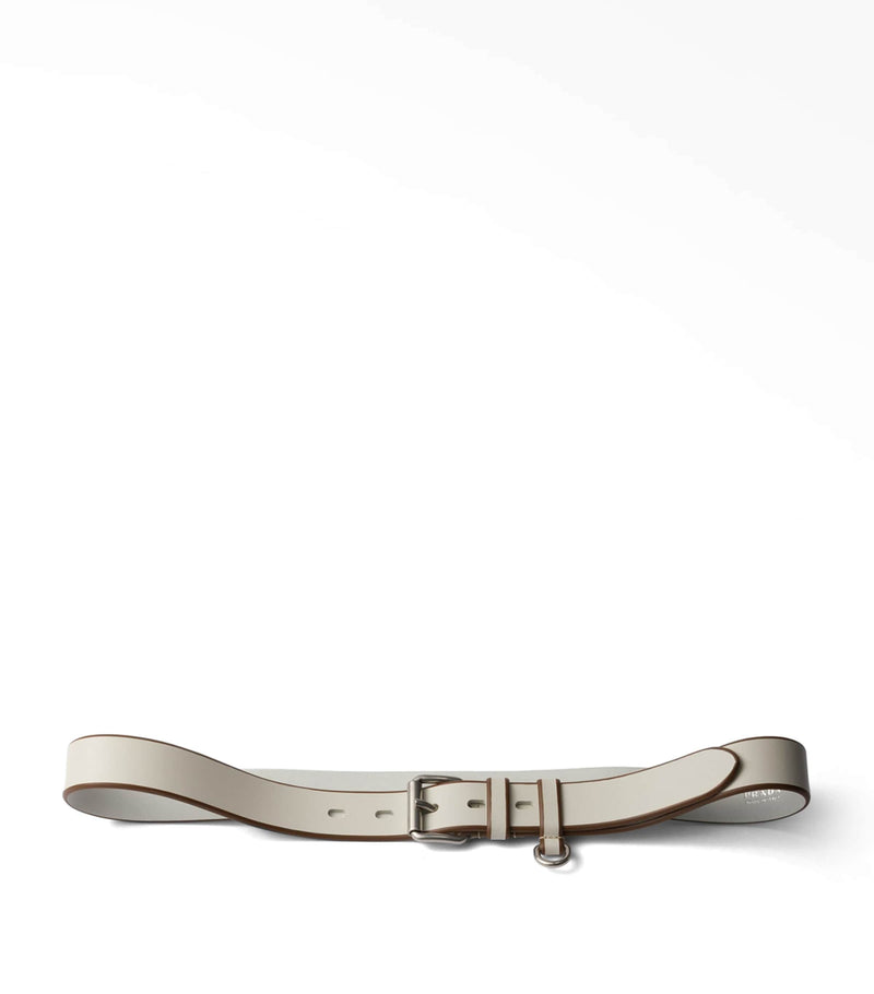 Prada leather two-tone belt in calfskin, imported from the UK