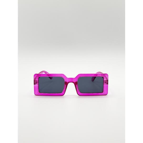 SVNX square frame sunglasses hot pink black lens - British product