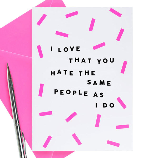 Paper Plane Love Hate card (British brand)