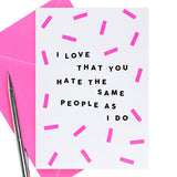 Paper Plane Love Hate card (British brand)