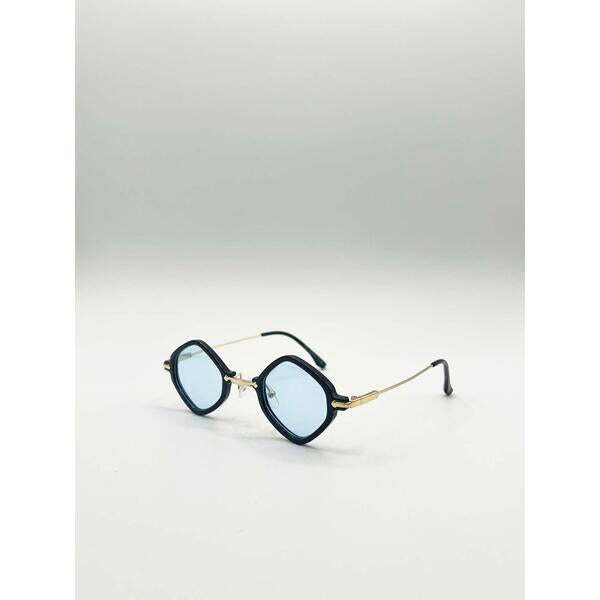 SVNX diamond shape sunglasses in black blue, imported from the UK