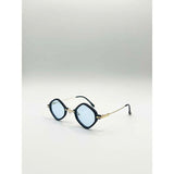 SVNX diamond shape sunglasses in black blue, imported from the UK