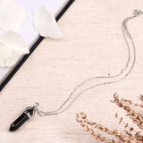 Myga silver plated necklace with obsidian pendant 45cm (British brand)