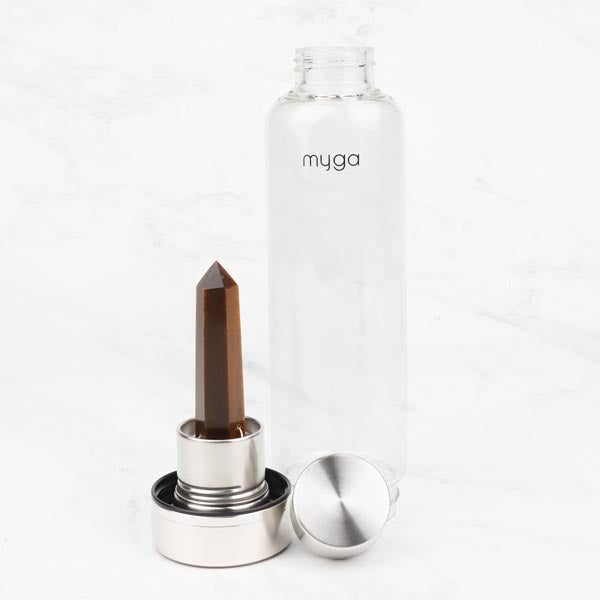 Myga Tiger's Eye crystal glass water bottle, UK version