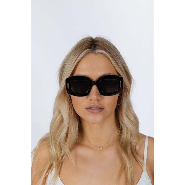 SVNX oversized chunky rectangle sunglasses in black (British brand)