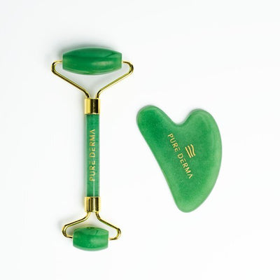 Pure Derma London Jade Gua Sha ansiktsrullesett