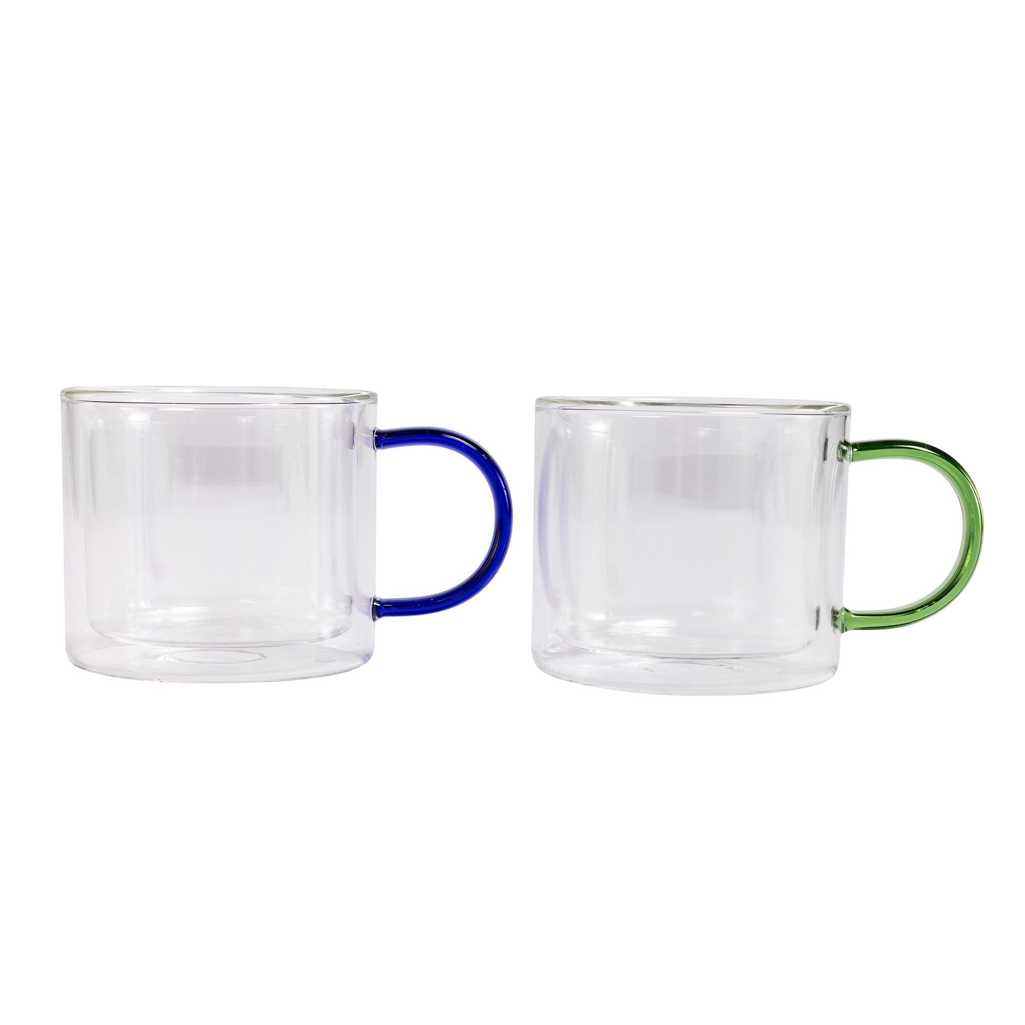 Habitat Double Walled Blue Handle Glass Mug GOODS Sainsburys   