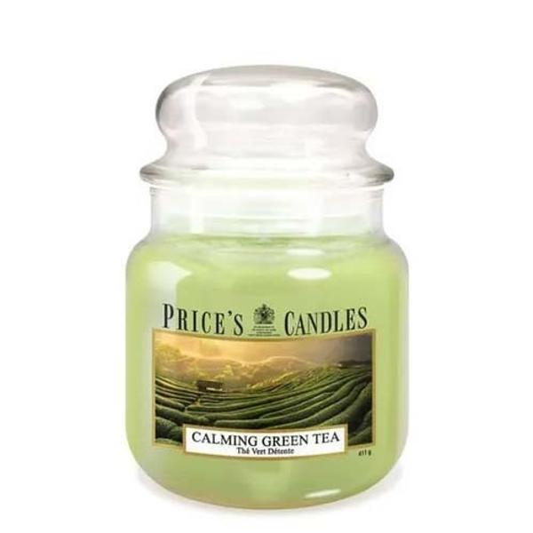 Price's Candles Calming Green Tea candle medium jar - British product